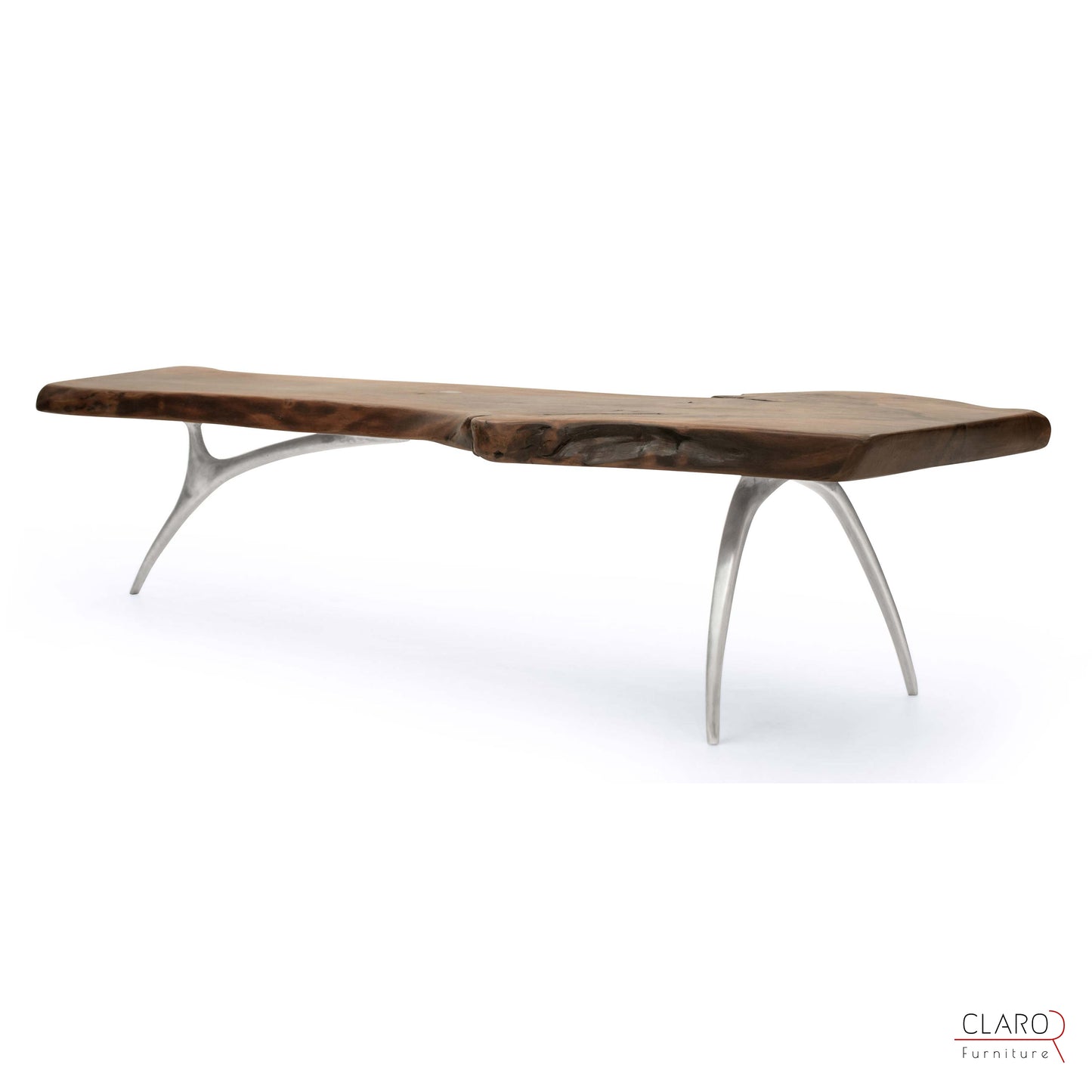 Walnut Slab Coffee Table with Cast Aluminium Legs