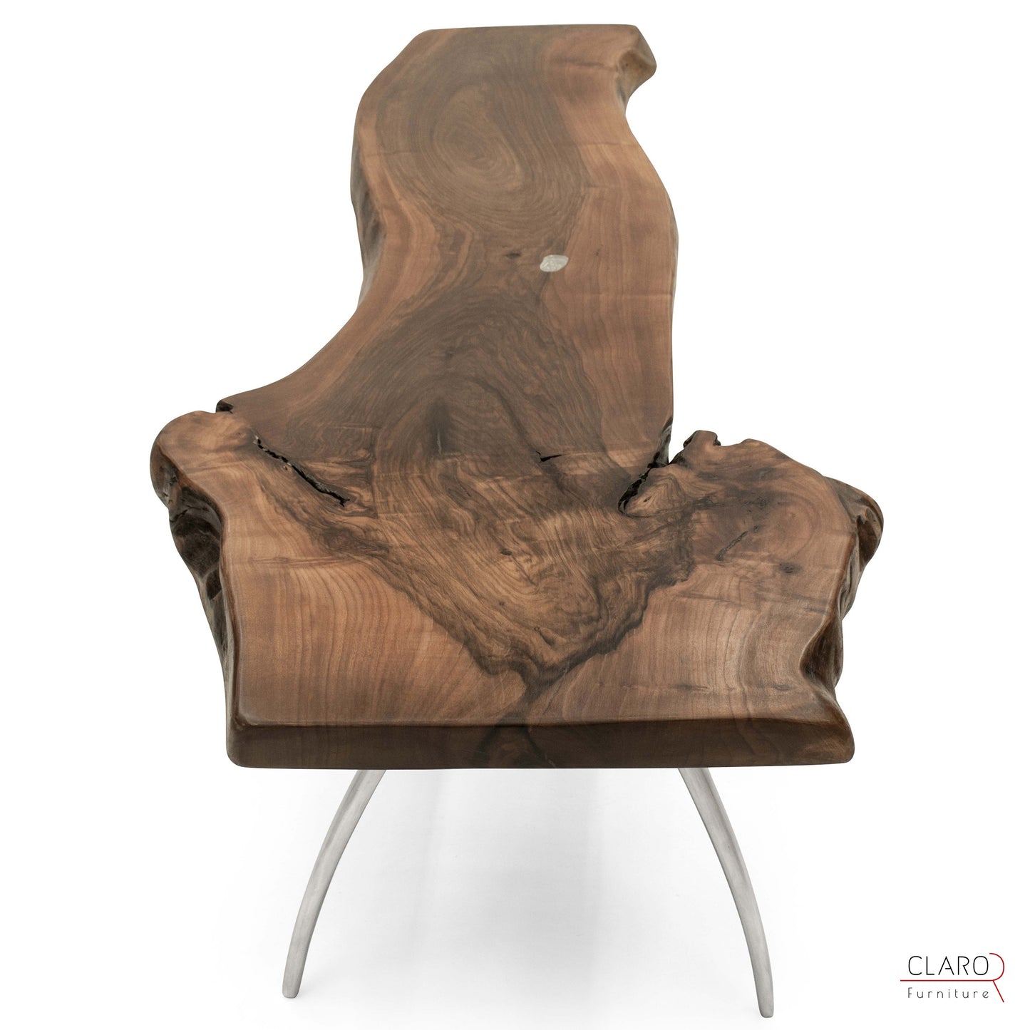 Walnut Slab Coffee Table with Cast Aluminium Legs
