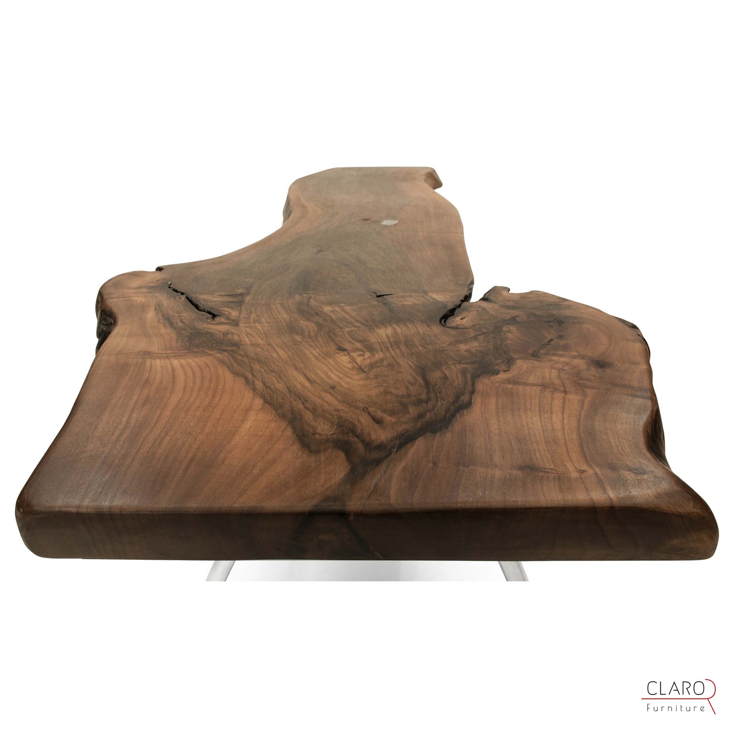 Walnut Slab Coffee Table with Cast Aluminium Legs