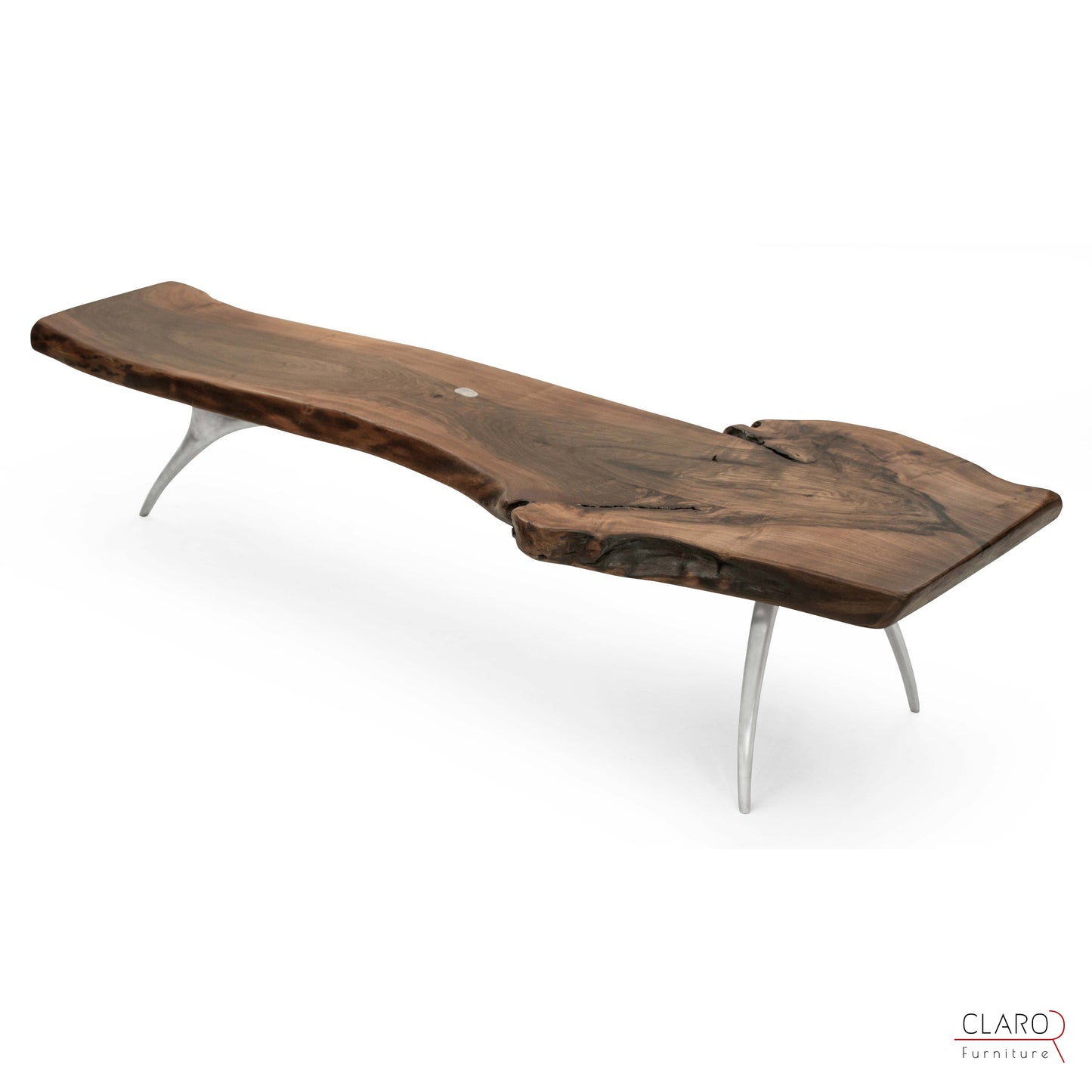 Walnut Slab Coffee Table with Cast Aluminium Legs