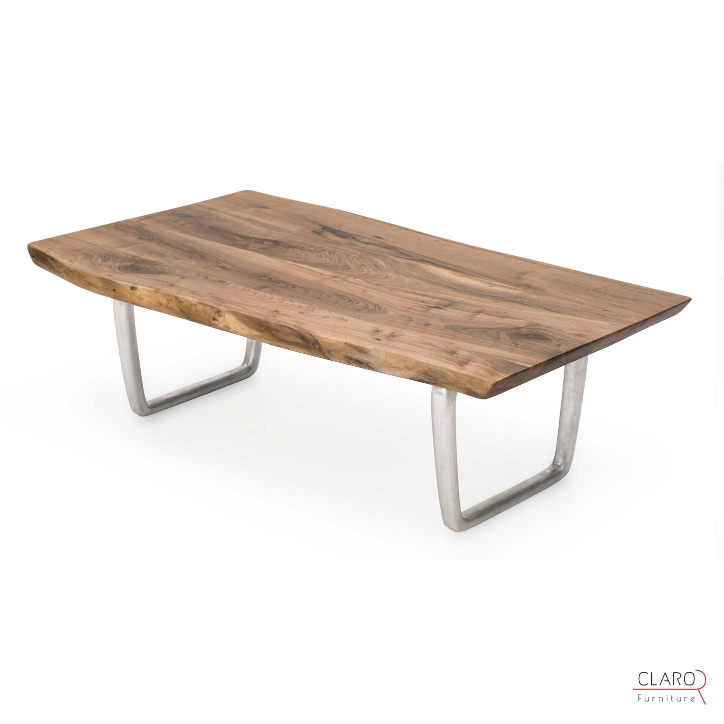 Walnut Slab Coffee Table with Cast Aluminium Legs