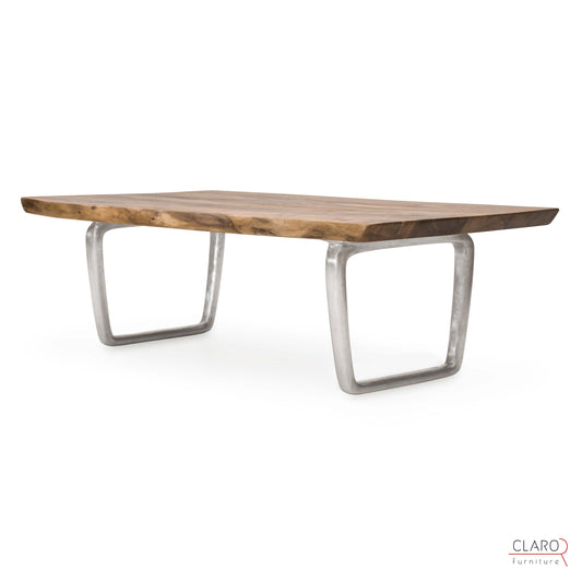 Walnut Slab Coffee Table with Cast Aluminium Legs