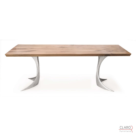 Walnut Table with Sand Cast Aluminium Legs