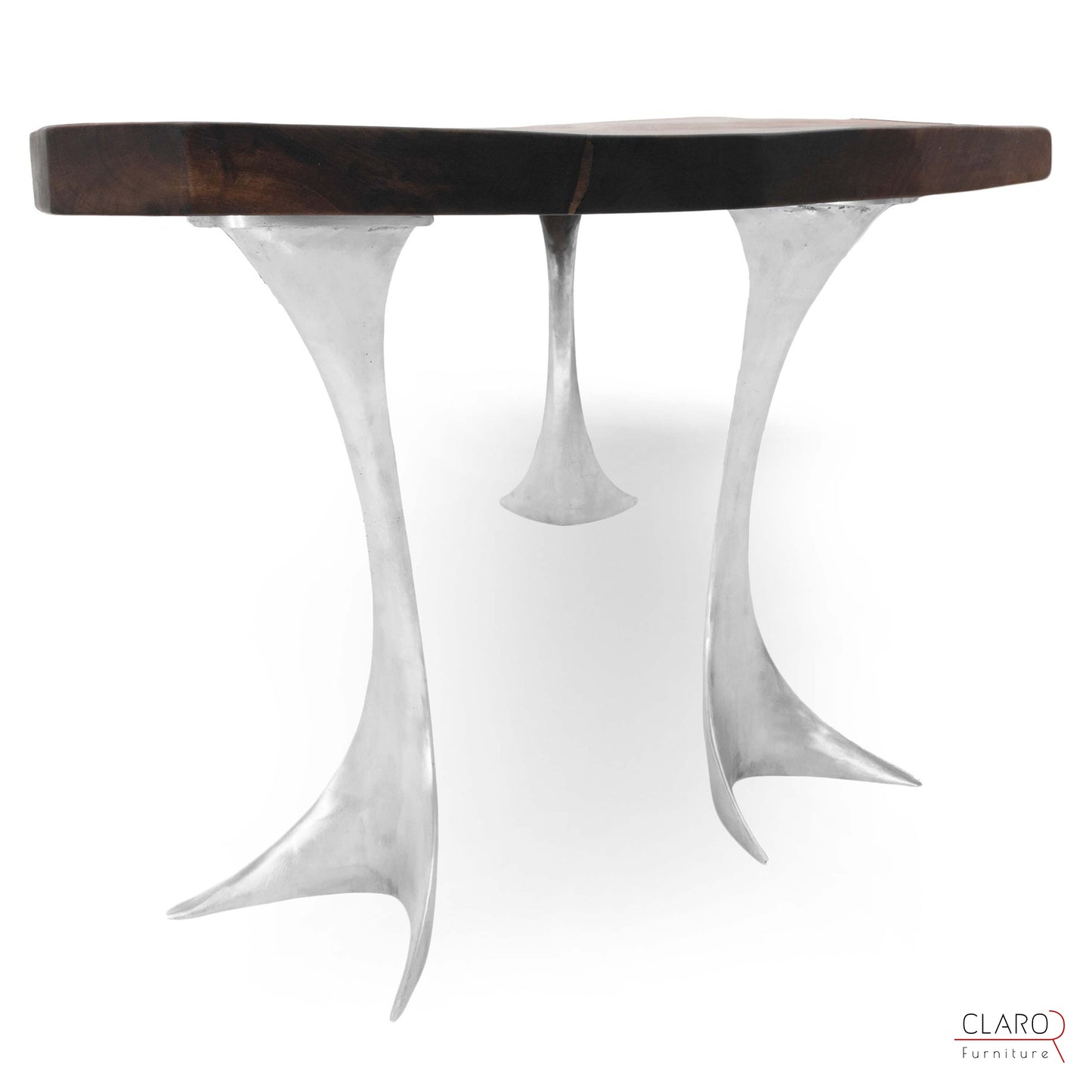 Walnut Table with Sand Cast Aluminium Legs