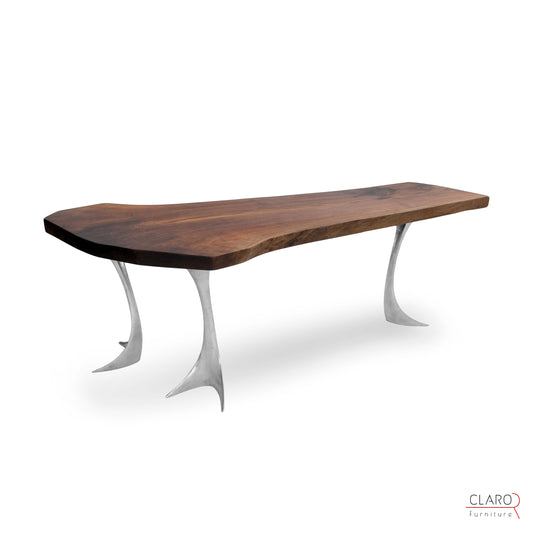 Walnut Table with Sand Cast Aluminium Legs