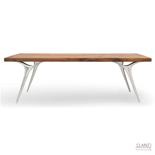 Walnut Table with Sand Cast Aluminium Legs