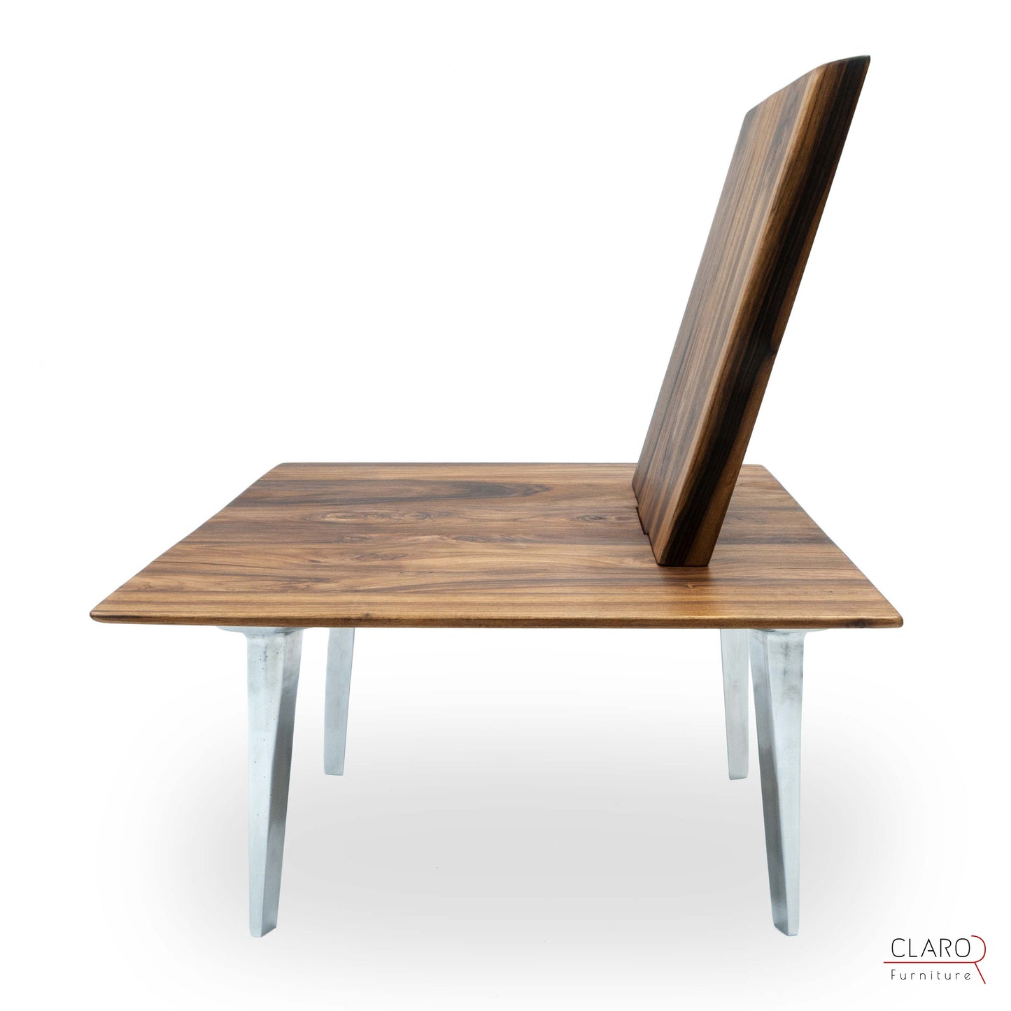 Unique Walnut Seat with Sand Cast Aluminum Legs