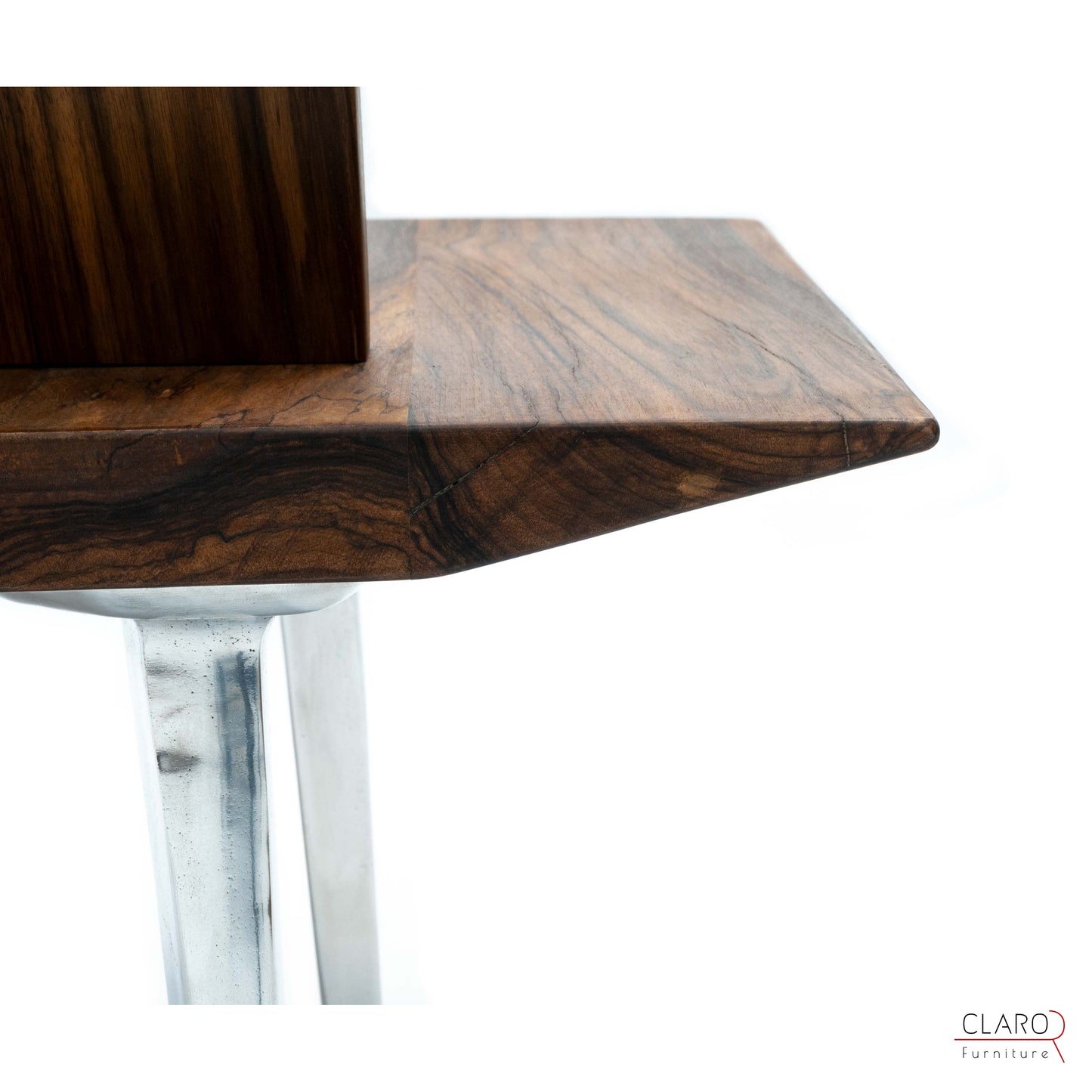 Unique Walnut Seat with Sand Cast Aluminum Legs