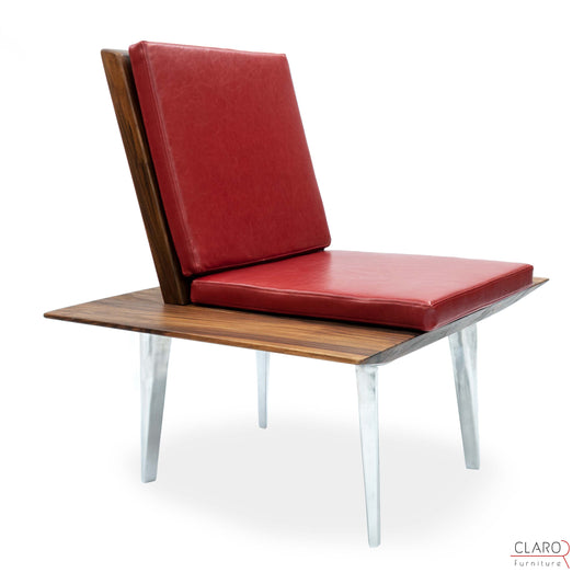 Unique Walnut Seat with Sand Cast Aluminum Legs