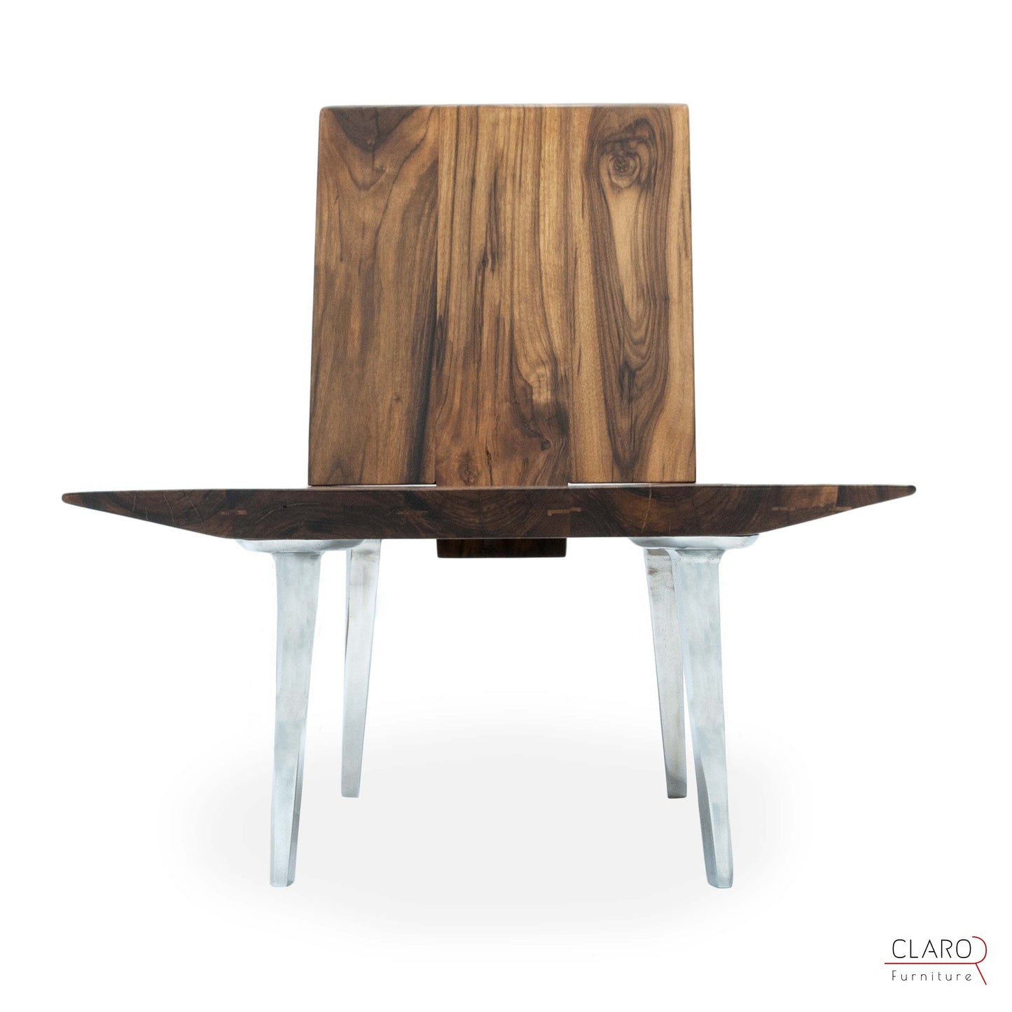 Unique Walnut Seat with Sand Cast Aluminum Legs
