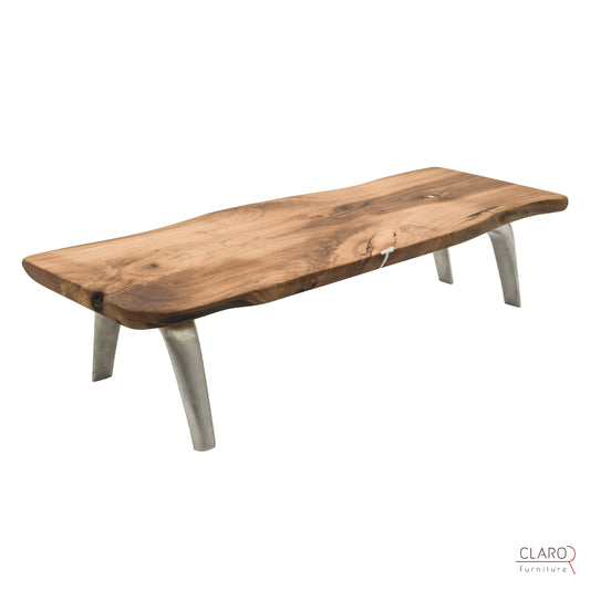 Solid Walnut Coffee Table with Cast Aluminium Legs