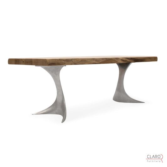 Solid Walnut Coffee Table with Cast Aluminium Legs