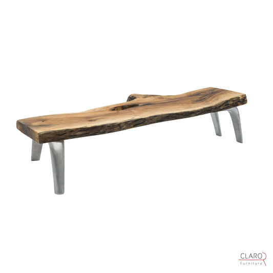 Live Edge Walnut Coffee Table with Cast Aluminium Legs