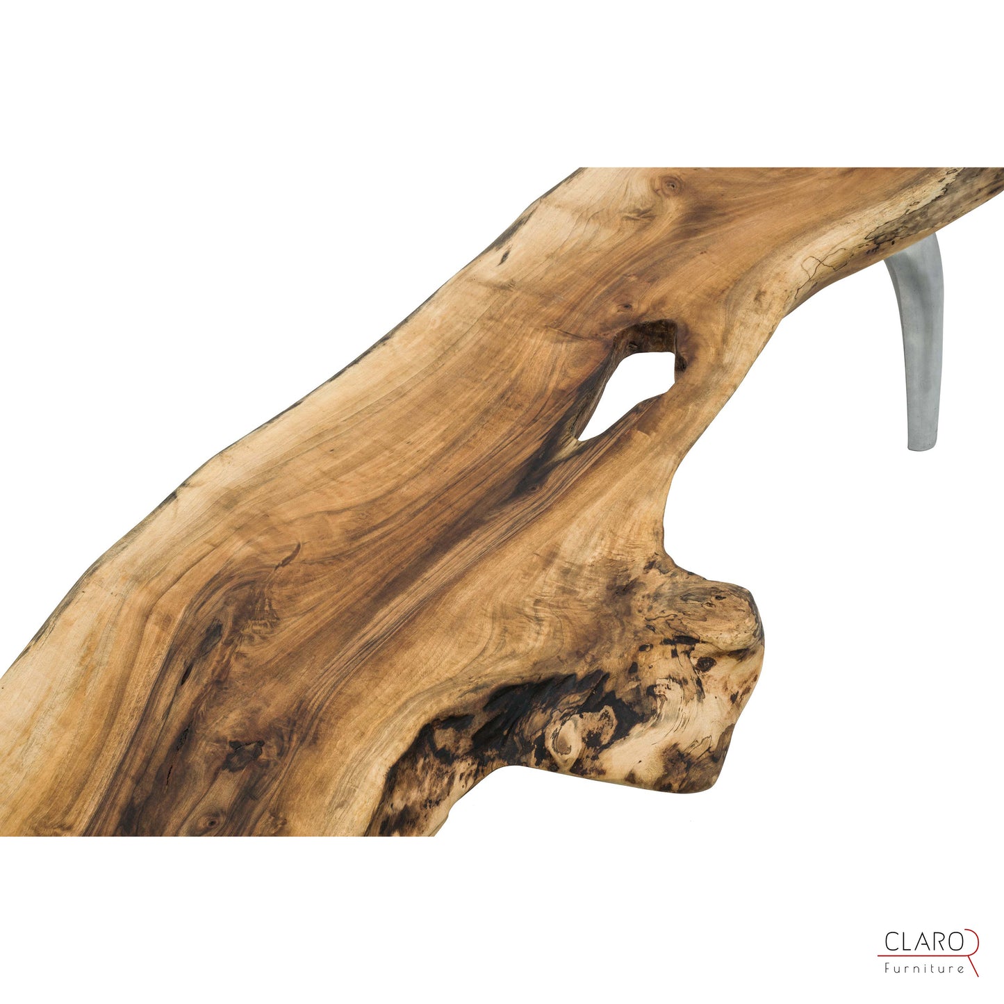 Live Edge Walnut Coffee Table with Cast Aluminium Legs