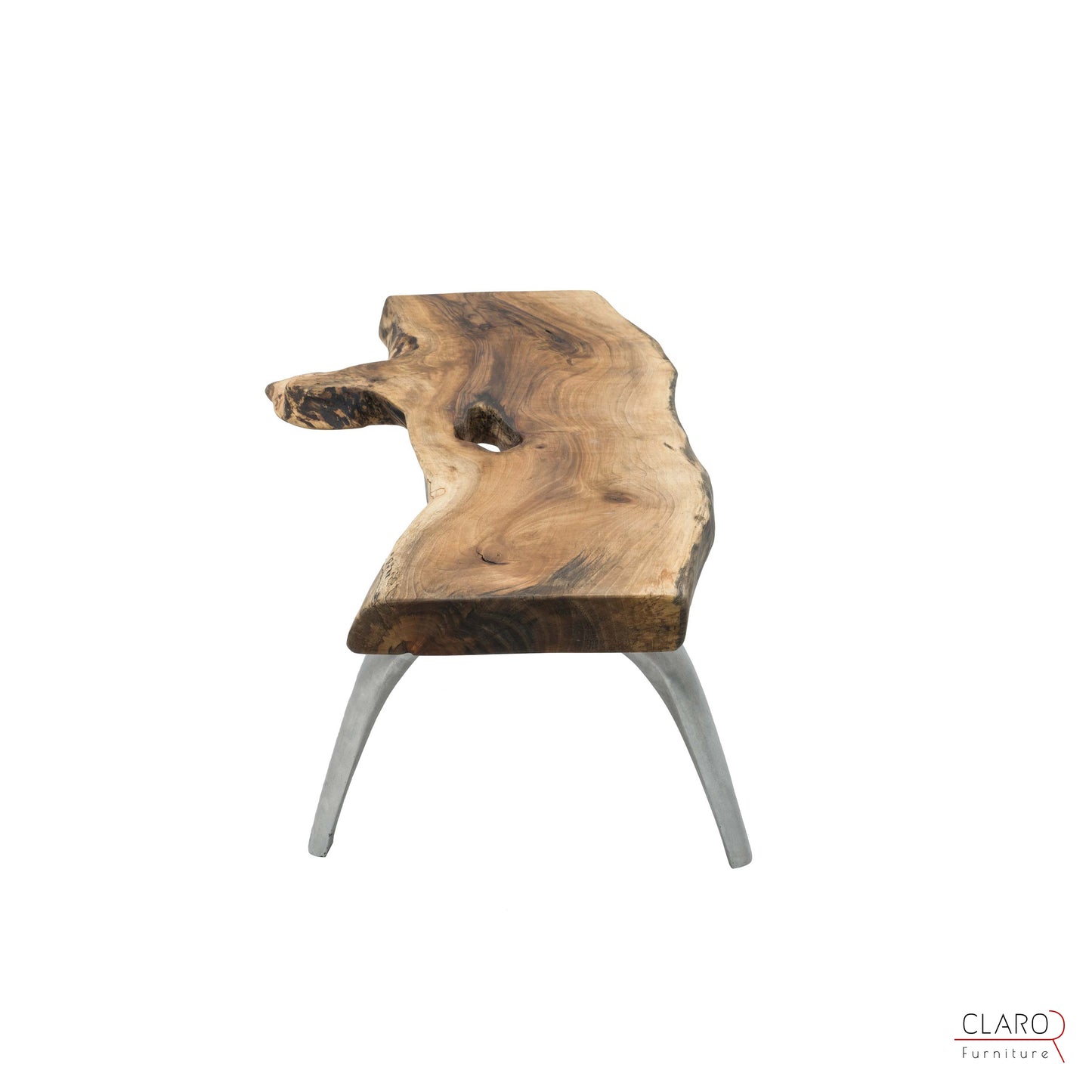 Live Edge Walnut Coffee Table with Cast Aluminium Legs