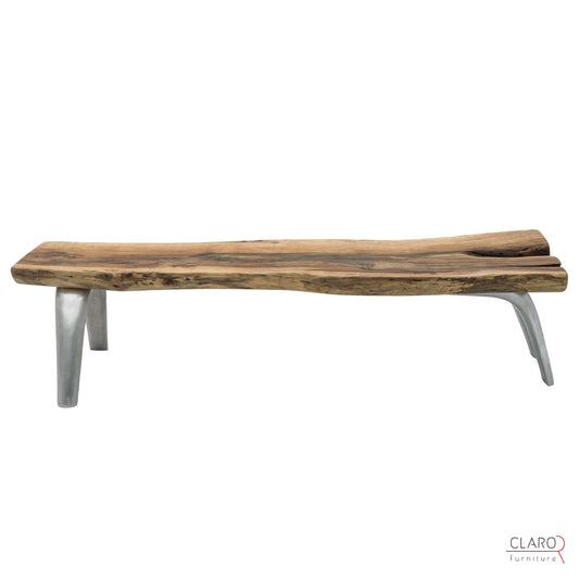 Live Edge Walnut Coffee Table with Cast Aluminum Legs