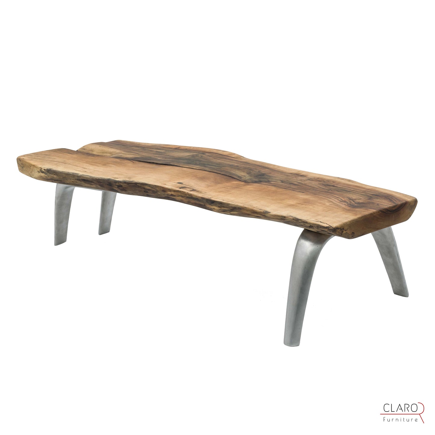 Live Edge Walnut Coffee Table with Cast Aluminum Legs