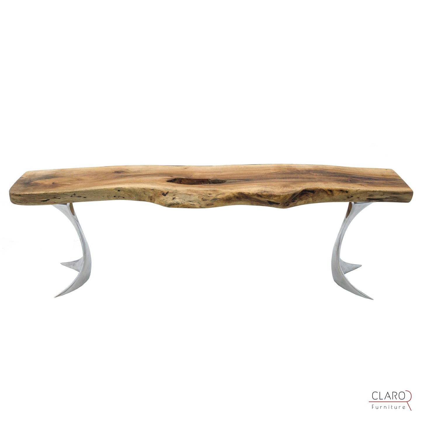 Live Edge Walnut Coffee Table with Cast Aluminum Legs
