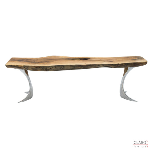 Live Edge Walnut Coffee Table with Cast Aluminum Legs