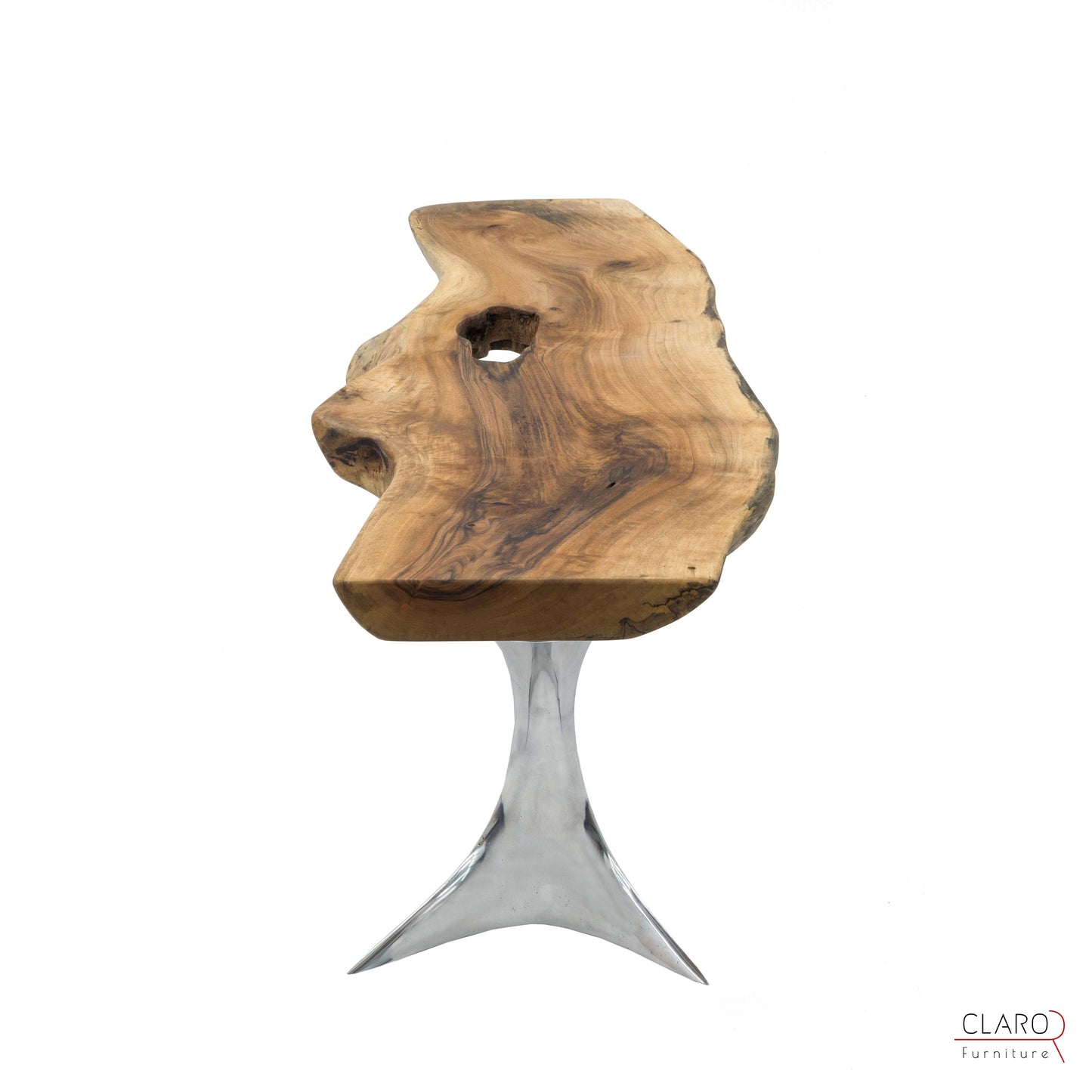 Live Edge Walnut Coffee Table with Cast Aluminum Legs