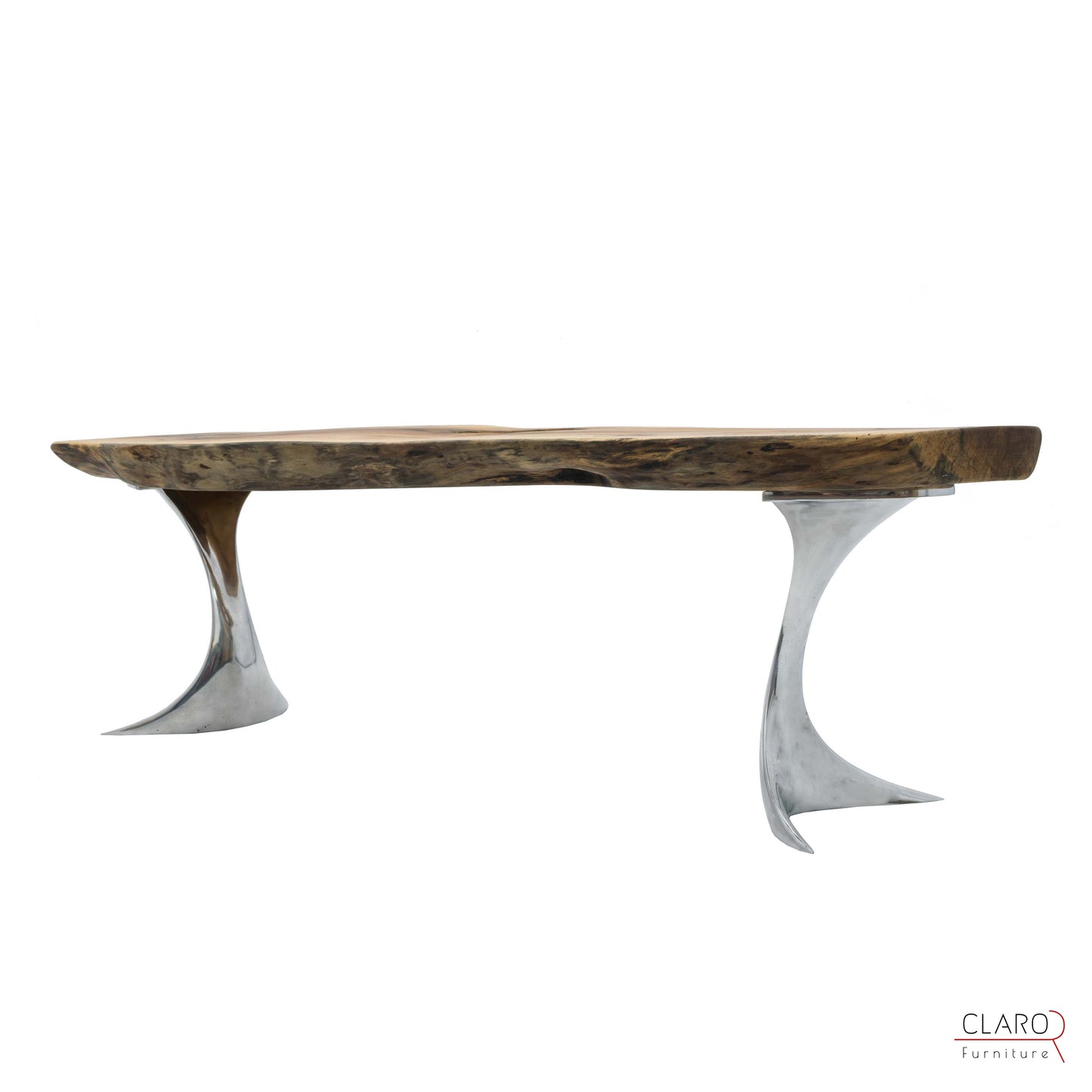Live Edge Walnut Coffee Table with Cast Aluminum Legs