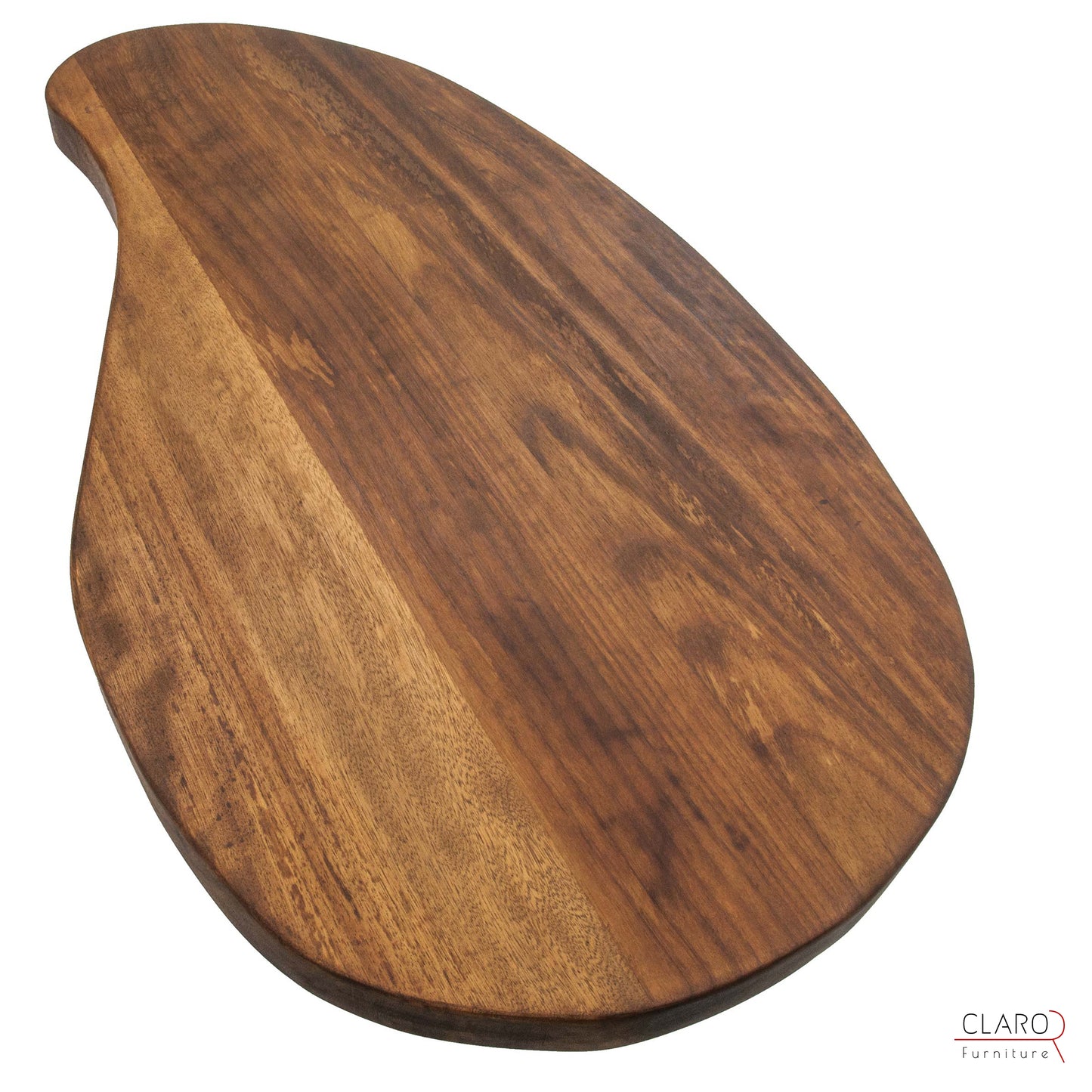 Solid Iroko Wood Coffee Table with Cast Aluminum Legs