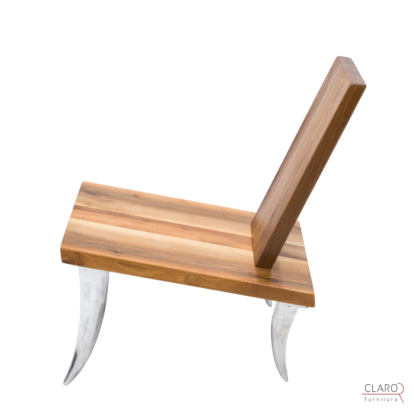Designer Walnut Chair with Aluminum Legs