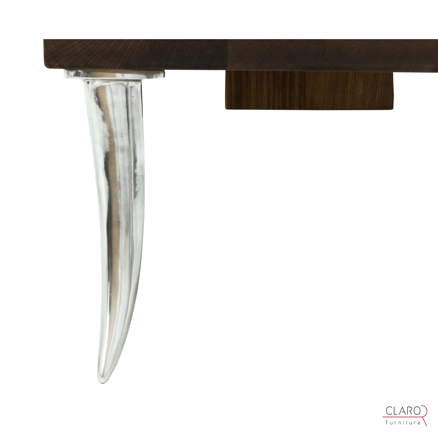 Designer Oak Chair with Cast Aluminum Legs