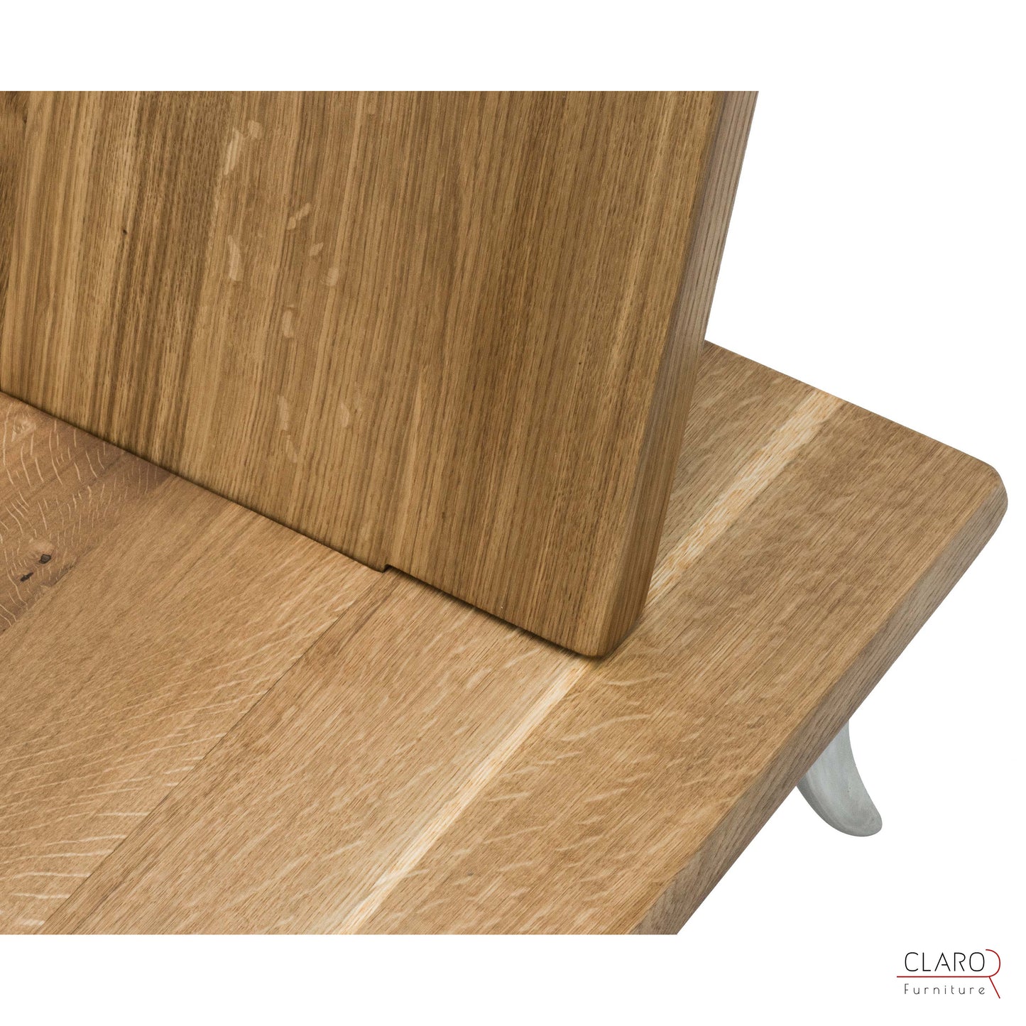 Designer Oak Chair with Cast Aluminum Legs