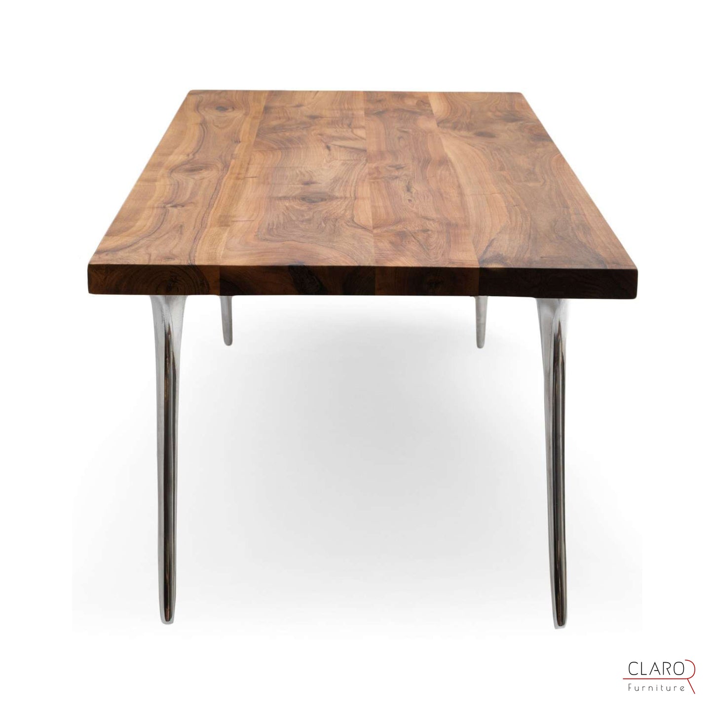 Walnut Table with Sand Cast Aluminium Legs